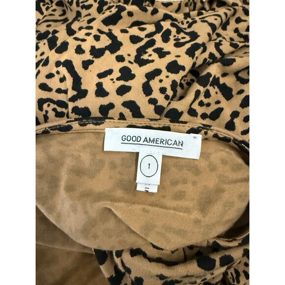 New Good American Wrap Dress Women's Size 1 Small Leopard Print Long Sleeve - Picture 5 of 8
